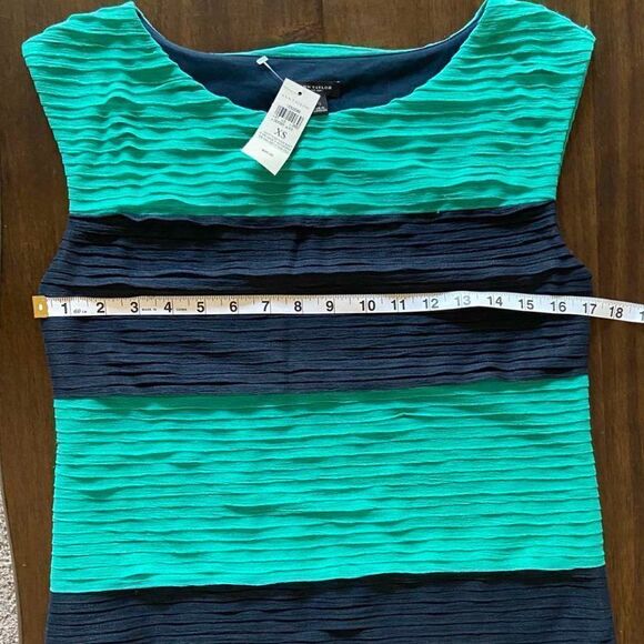 NWT ANN TAYLOR Pleated top with colorblock stripes size XS	| - Picture 8 of 9